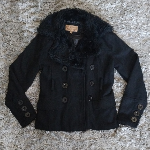 Body Central Jackets & Blazers - Body Central Black Peacoat Style Jacket (No Belt)